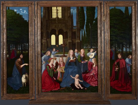 The Virgin and Child with Saints and Angels in a Garden