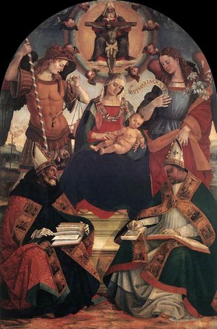 The Trinity The Virgin And Two saints